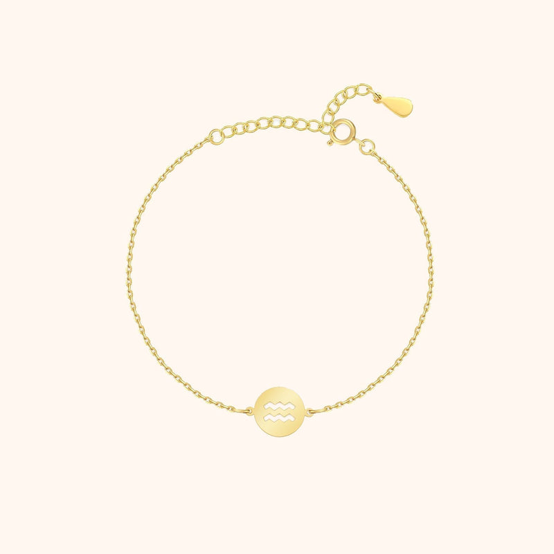 Sternzeichen-Armband | Sterlingsilber Gold Anhänger Verstellbar Stilvoll-Gold-Wassermann-Luzern Mode