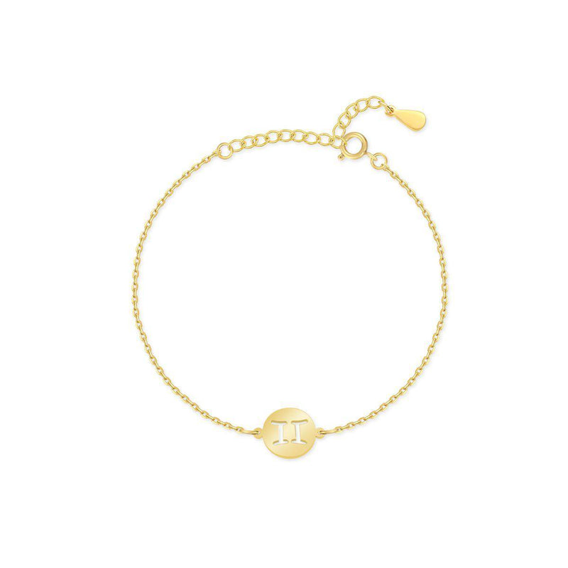 Sternzeichen-Armband | Sterlingsilber Gold Anhänger Verstellbar Stilvoll-Gold-Zwillinge-Luzern Mode
