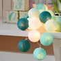 Lichterkette mit Kugeln | Bunt | Fröhlich | LED | Baumwolle | Soft-Himmelblau-1,5 m-USB-Luzern Mode