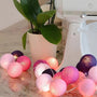Lichterkette mit Kugeln | Bunt | Fröhlich | LED | Baumwolle | Soft-Lavendel-1,5 m-USB-Luzern Mode