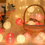 Lichterkette mit Kugeln | Bunt | Fröhlich | LED | Baumwolle | Soft-Rosa-1,5 m-USB-Luzern Mode