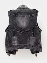 Damen Jeansjacke mit Rissen und Reißverschlüssen Vintage-Luzern Mode