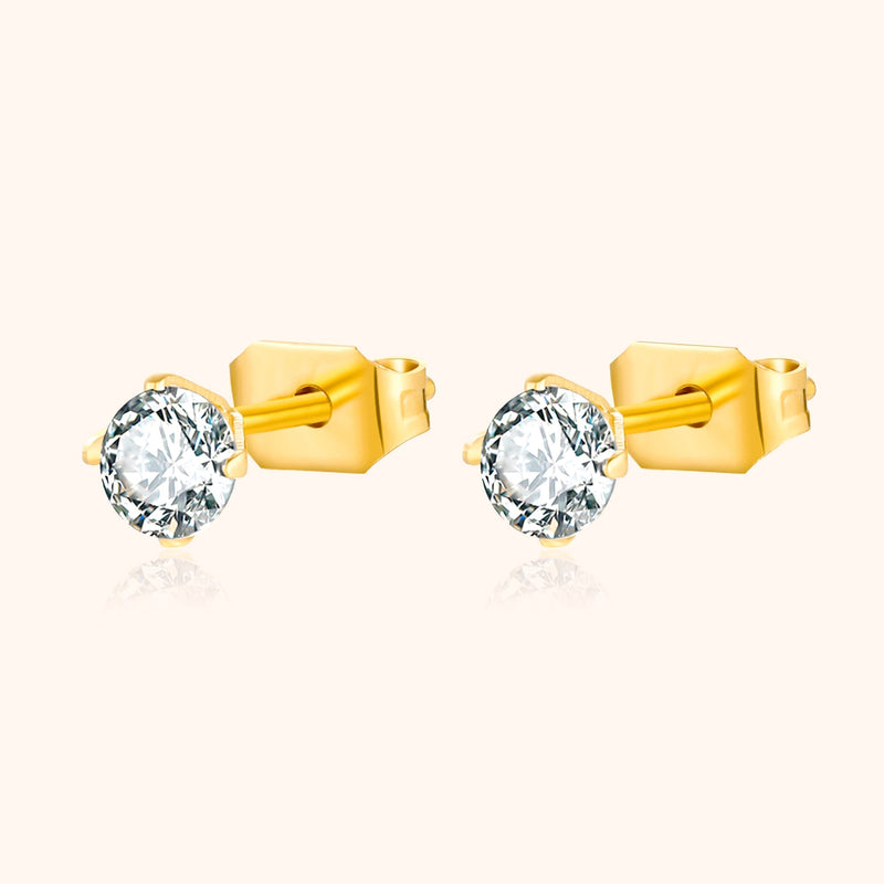 Ohrringe | Kompakt Funkelnd Zirkonia Stilvoll Silber Langlebig-Gold-3 mm-Luzern Mode