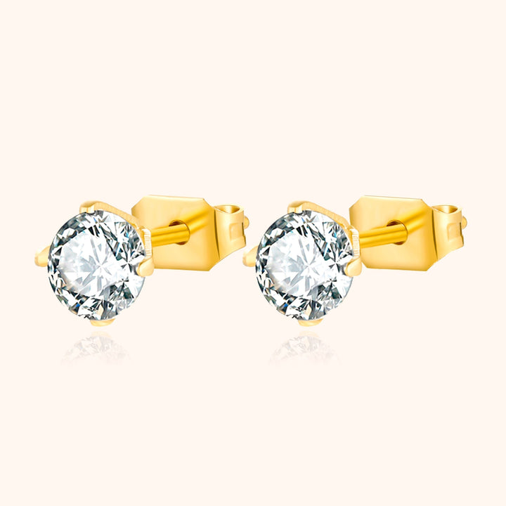 Ohrringe | Kompakt Funkelnd Zirkonia Stilvoll Silber Langlebig-Gold-5 mm-Luzern Mode