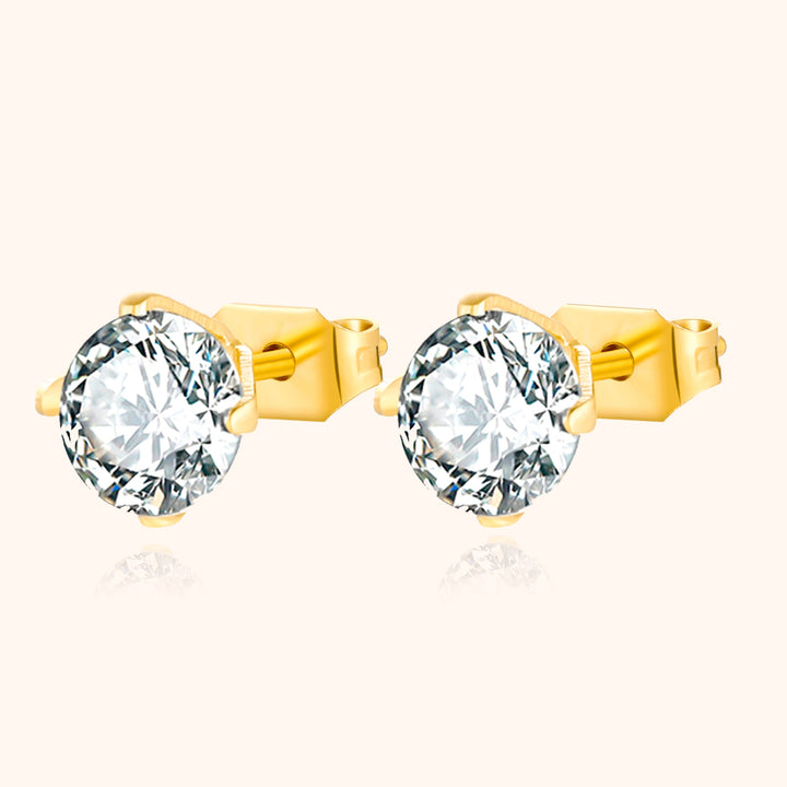Ohrringe | Kompakt Funkelnd Zirkonia Stilvoll Silber Langlebig-Gold-6 mm-Luzern Mode