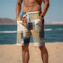 Herren Shorts Sommer | Baumwolle 3D Print | atmungsaktiv leicht | Strand Freizeit-Minimalistische Mischfarbe-S-Luzern Mode