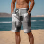 Herren Shorts Sommer | Baumwolle 3D Print | atmungsaktiv leicht | Strand Freizeit-Minimalistisches meliertes Grau-S-Luzern Mode