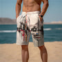Herren Shorts Sommer | Baumwolle 3D Print | atmungsaktiv leicht | Strand Freizeit-Sommerstiefeletten bedruckt gemischt-S-Luzern Mode