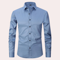 Herren Business Hemd Slim Fit Langarm Knitterfrei-Hellblau-S-Luzern Mode