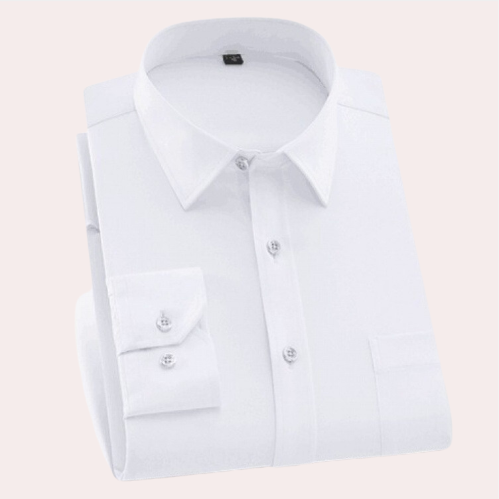 Herren Business Hemd Langarm - Elegantes Design Bügelfrei-Weiß-S-Luzern Mode