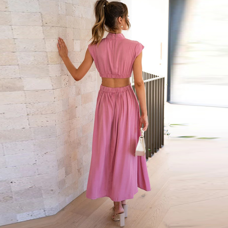 Elegantes Maxikleid Damen Sommermode Rückenfrei Design-Luzern Mode