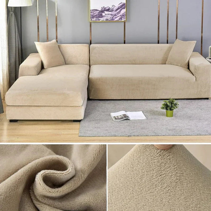 Bankbezug | Samt | Stretch | Einfarbig | Weich | Schützend | Waschbar-Beige-1 Zits (90-140CM)-Luzern Mode
