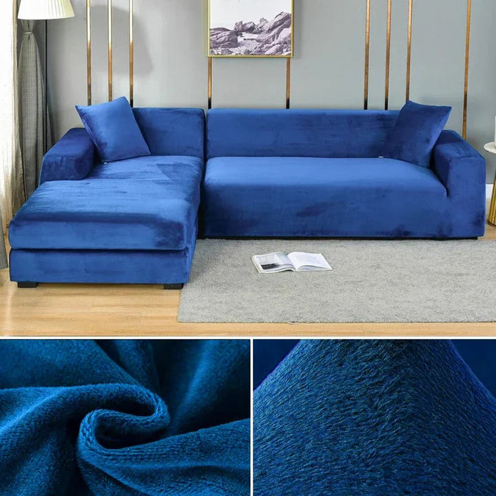 Bankbezug | Samt | Stretch | Einfarbig | Weich | Schützend | Waschbar-Blau-1 Zits (90-140CM)-Luzern Mode