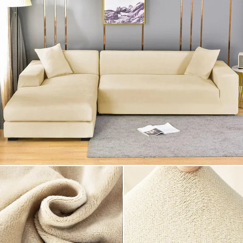 Bankbezug | Samt | Stretch | Einfarbig | Weich | Schützend | Waschbar-Elfenbein-1 Zits (90-140CM)-Luzern Mode