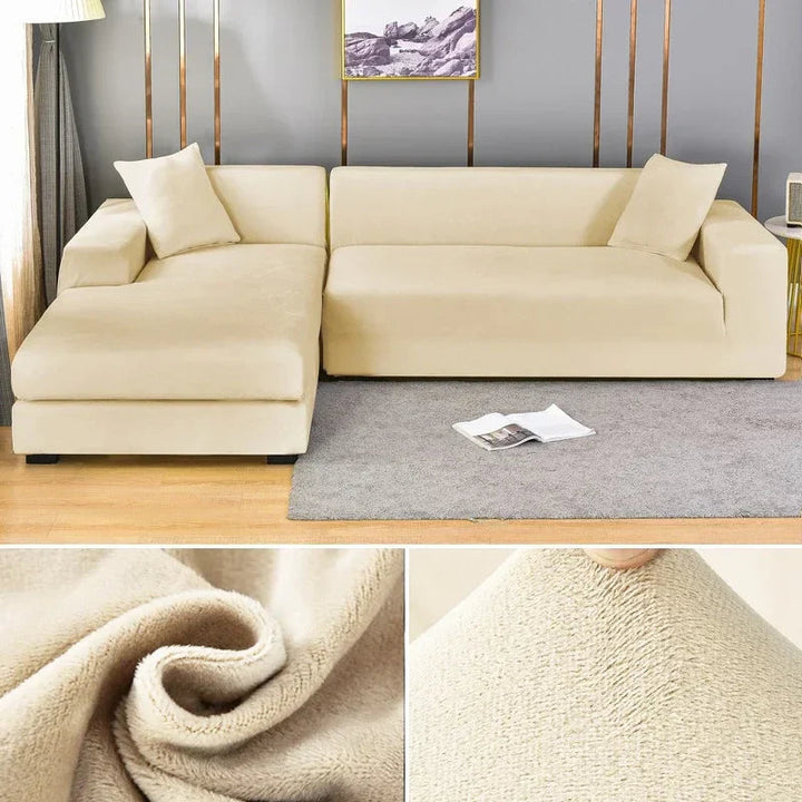 Bankbezug | Samt | Stretch | Einfarbig | Weich | Schützend | Waschbar-Elfenbein-1 Zits (90-140CM)-Luzern Mode