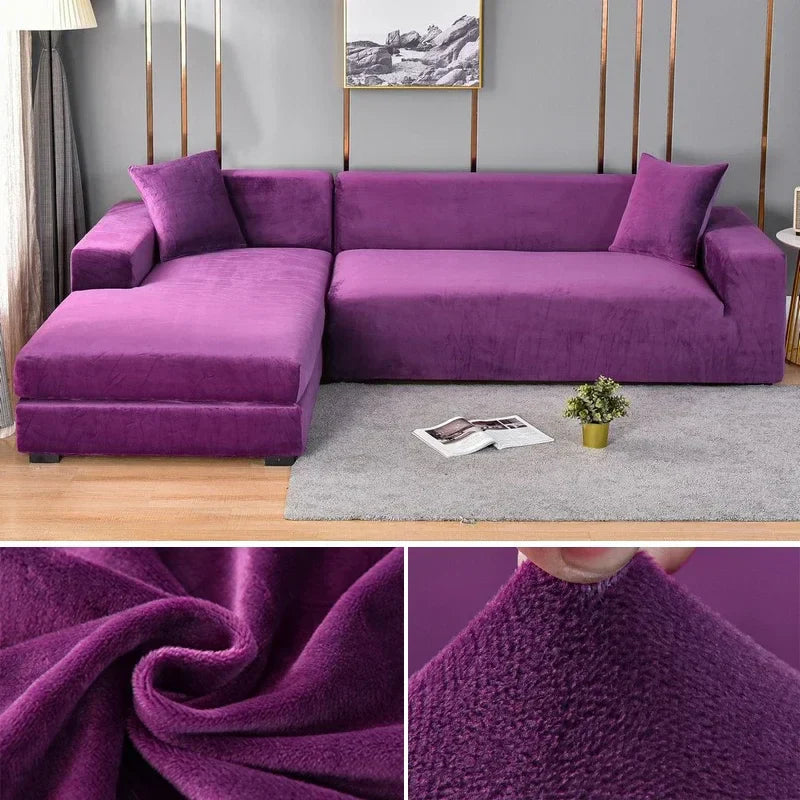 Bankbezug | Samt | Stretch | Einfarbig | Weich | Schützend | Waschbar-Lila-1 Zits (90-140CM)-Luzern Mode