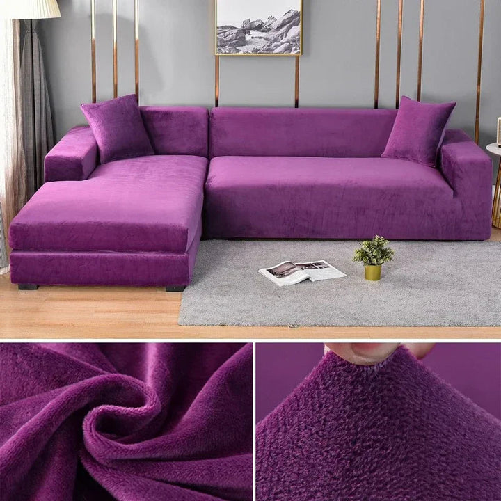Bankbezug | Samt | Stretch | Einfarbig | Weich | Schützend | Waschbar-Lila-1 Zits (90-140CM)-Luzern Mode