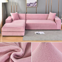 Bankbezug | Samt | Stretch | Einfarbig | Weich | Schützend | Waschbar-Rosa-1 Zits (90-140CM)-Luzern Mode