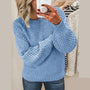 Damen Strickpullover mit Zopfmuster - Modischer Winterlook-Himmelblau-S-Luzern Mode