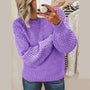 Damen Strickpullover mit Zopfmuster - Modischer Winterlook-Lila-S-Luzern Mode