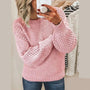 Damen Strickpullover mit Zopfmuster - Modischer Winterlook-Rosa-S-Luzern Mode