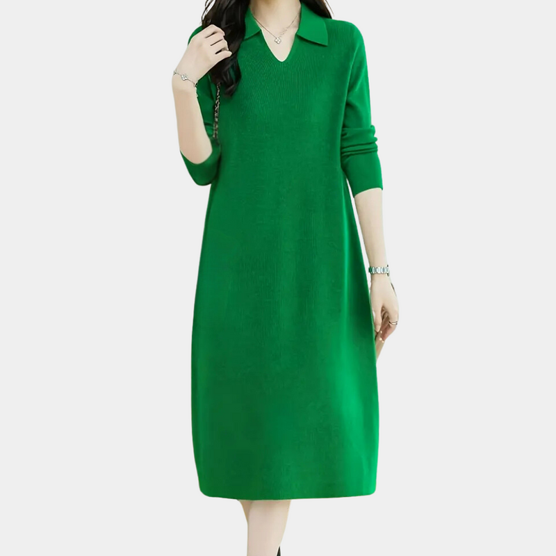 Elegantes Damen Strickkleid mit Kragen für Herbst/Winter-Luzern Mode