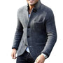 Herren Strickjacke mit Knöpfen - Eleganter Cardigan Look-Grau-S-Luzern Mode