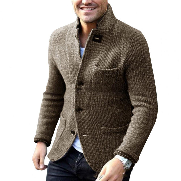 Herren Strickjacke mit Knöpfen - Eleganter Cardigan Look-Khaki-S-Luzern Mode