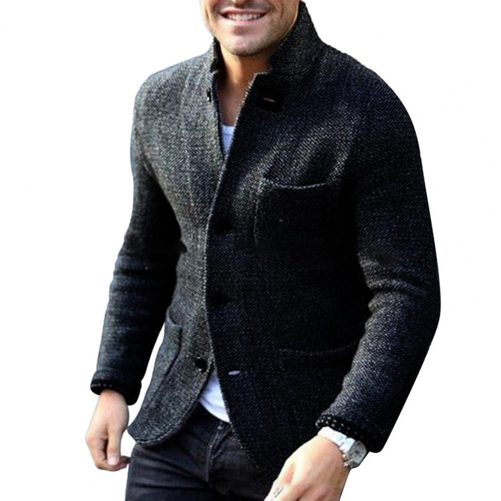 Herren Strickjacke mit Knöpfen - Eleganter Cardigan Look-Schwarz-S-Luzern Mode