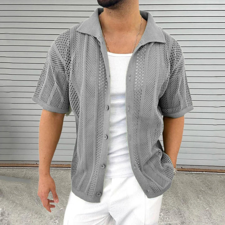 Kurzarm Herren Strickhemd | Atmungsaktiv | Sommerlook | Freizeit Outfit-Luzern Mode