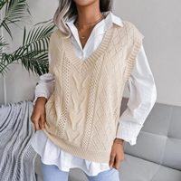 Damen Strickpullunder V-Ausschnitt - Modischer Look-Aprikose-S-Luzern Mode