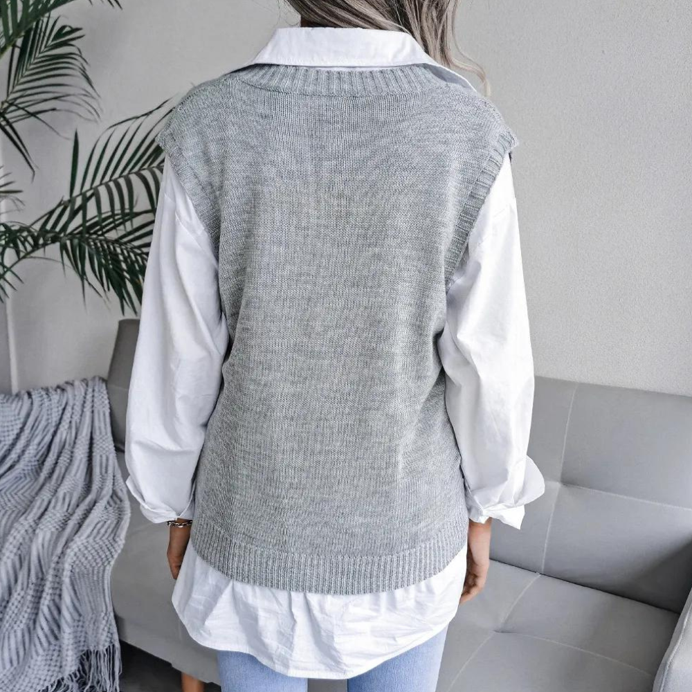 Damen Strickpullunder V-Ausschnitt - Modischer Look-Luzern Mode