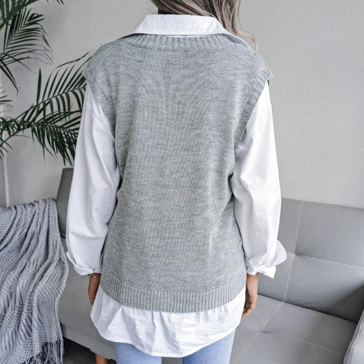 Damen Strickpullunder V-Ausschnitt - Modischer Look-Luzern Mode