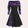 Elegantes Damenkleid mit Schal und Knopfleiste-Lila-XS-Luzern Mode