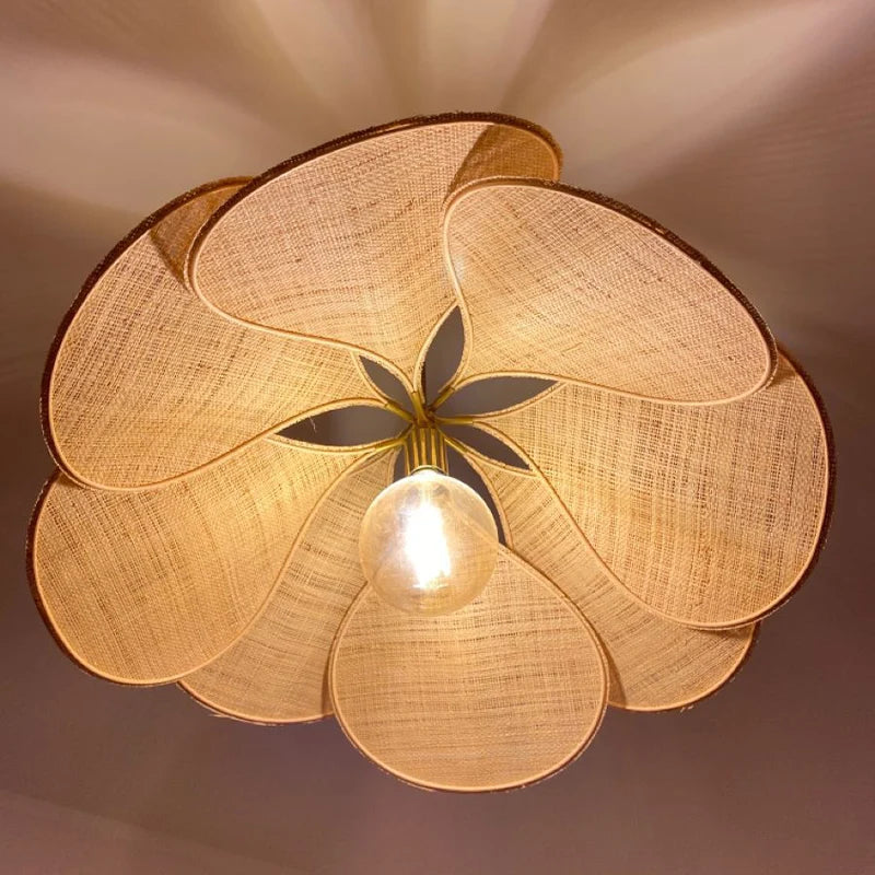 Blumenförmige Hängeleuchte | Geschichtet | Verstellbar | Stoff | Metall-Lichtbraun-S (50 cm x 100 cm)-Luzern Mode