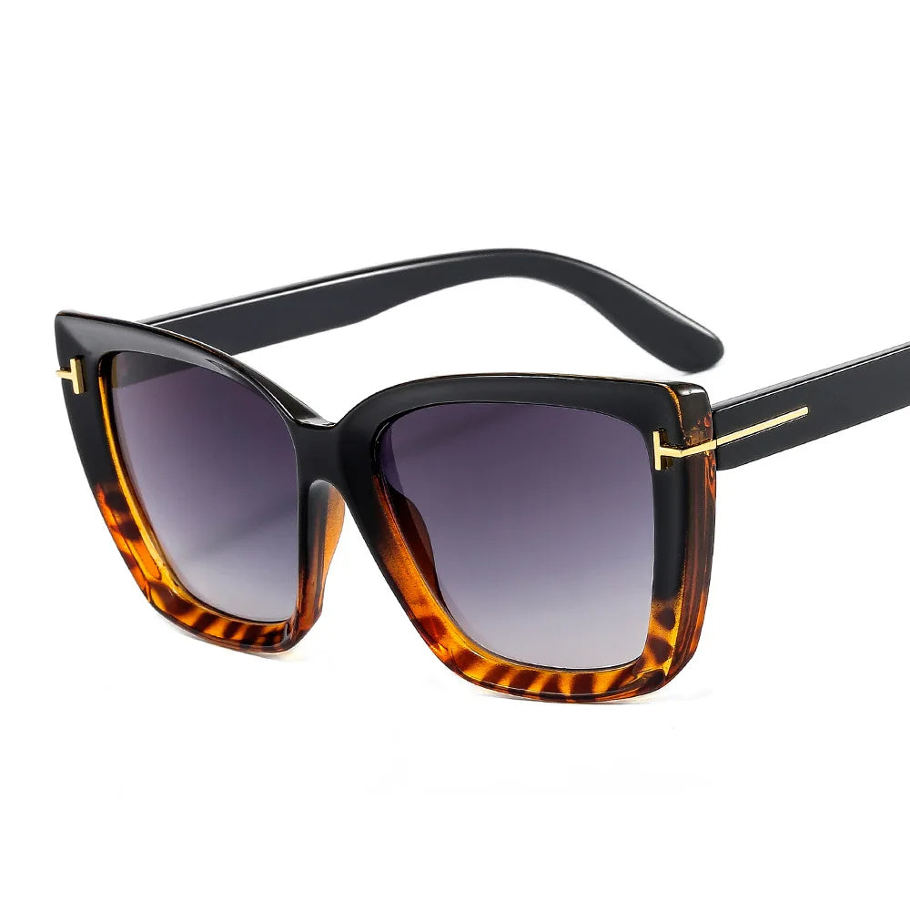 Stylische Damen Sonnenbrille | UV400 Schutz | Trendige Cat Eye mit Farbverlauf-Panther-Grau-Luzern Mode