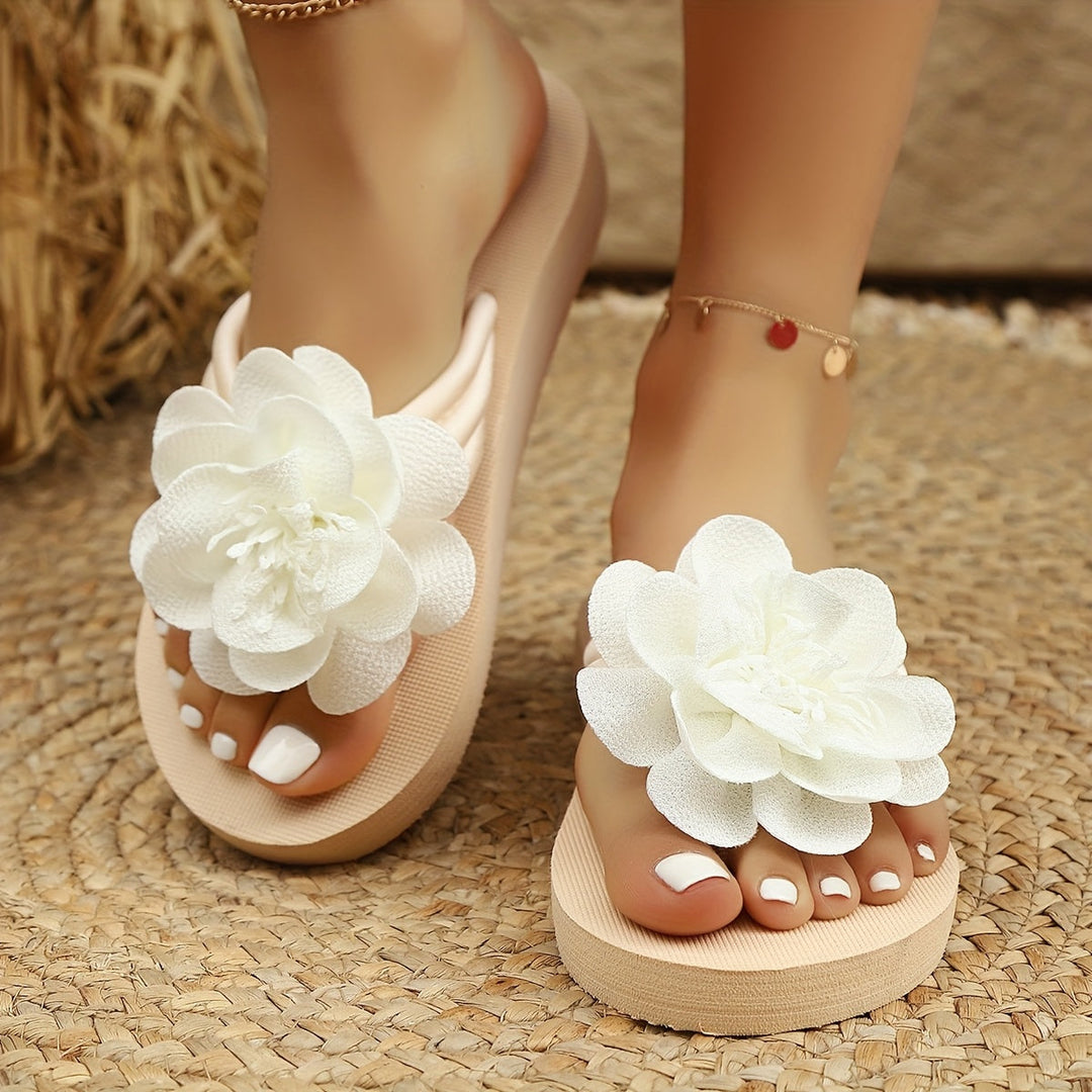 Sommer Slipper Damen | Leicht & bequem | Blumendetail | Strand & Alltagstauglich-Luzern Mode