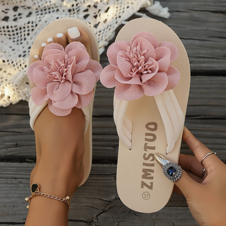 Sommer Slipper Damen | Leicht & bequem | Blumendetail | Strand & Alltagstauglich-Luzern Mode