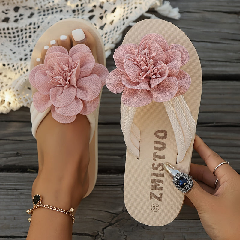 Sommer Slipper Damen | Leicht & bequem | Blumendetail | Strand & Alltagstauglich-Luzern Mode
