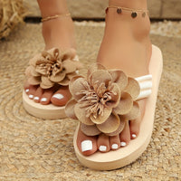Sommer Slipper Damen | Leicht & bequem | Blumendetail | Strand & Alltagstauglich-Khaki-35.5-Luzern Mode