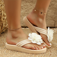 Sommer Slipper Damen | Leicht & bequem | Blumendetail | Strand & Alltagstauglich-Weiß-35.5-Luzern Mode