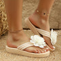 Sommer Slipper Damen | Leicht & bequem | Blumendetail | Strand & Alltagstauglich-Weiß-35.5-Luzern Mode