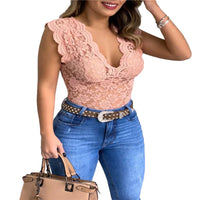 Sommer Damen Top Spitze | Blumenmuster | Luftig und stylisch | Casual bis schick-Rosa-S-Luzern Mode