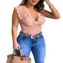 Sommer Damen Top Spitze | Blumenmuster | Luftig und stylisch | Casual bis schick-Rosa-S-Luzern Mode