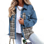 Damenjacke | Halb lang | Knopfverschluss | Locker sitzend | Taschen | Karomuster-Blau-S-Luzern Mode