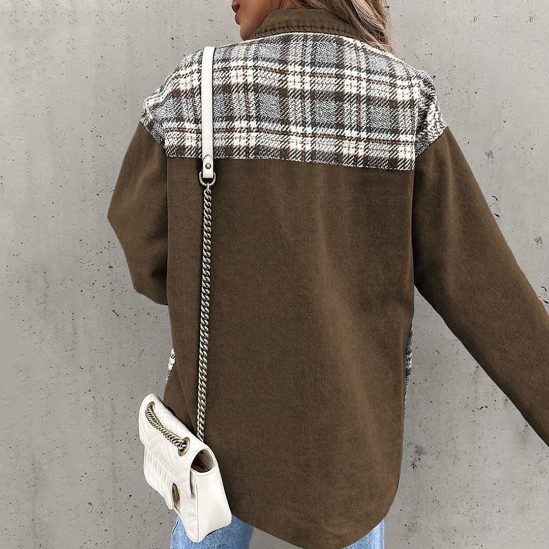 Damenjacke | Halb lang | Knopfverschluss | Locker sitzend | Taschen | Karomuster-Luzern Mode