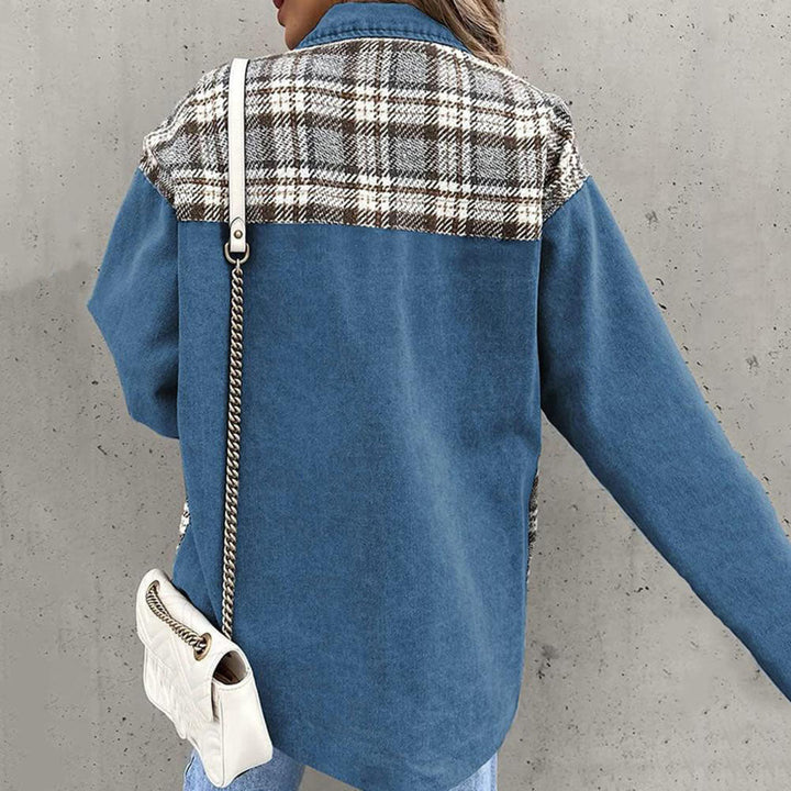 Damenjacke | Halb lang | Knopfverschluss | Locker sitzend | Taschen | Karomuster-Luzern Mode