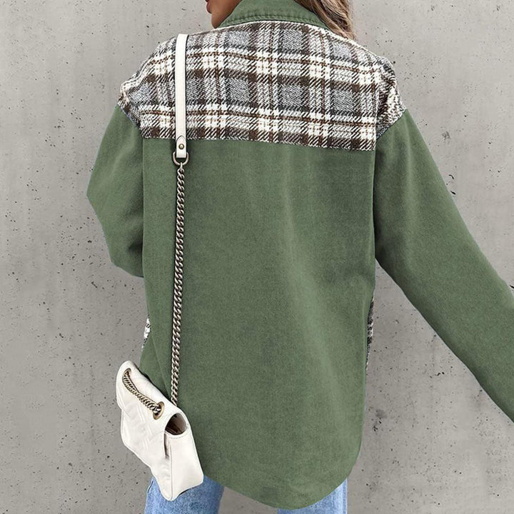 Damenjacke | Halb lang | Knopfverschluss | Locker sitzend | Taschen | Karomuster-Luzern Mode