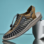 Herren Sandalen | Dichte Zehen | Offene Ferse | Mesh | Zugband | Einfarbig-Khaki-38-Luzern Mode