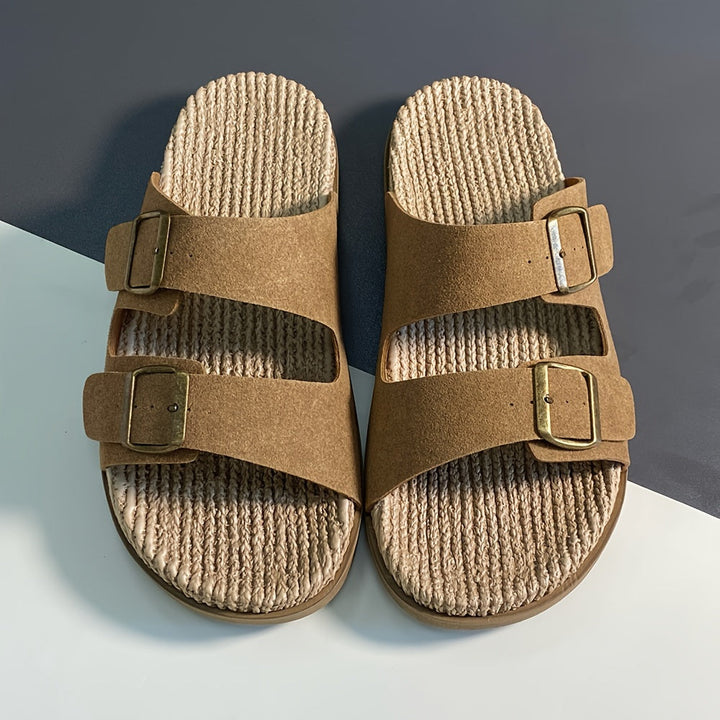 Sommer Slipper Herren | Verstellbare Riemen | Rutschfest | Leicht und atmungsaktiv-Dunkelbraun-40-Luzern Mode